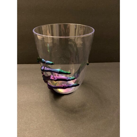 Set of 2 Multicolored 3D Skeleton Hand Goblets and Cup with Spider Web Base - Picture 3 of 9